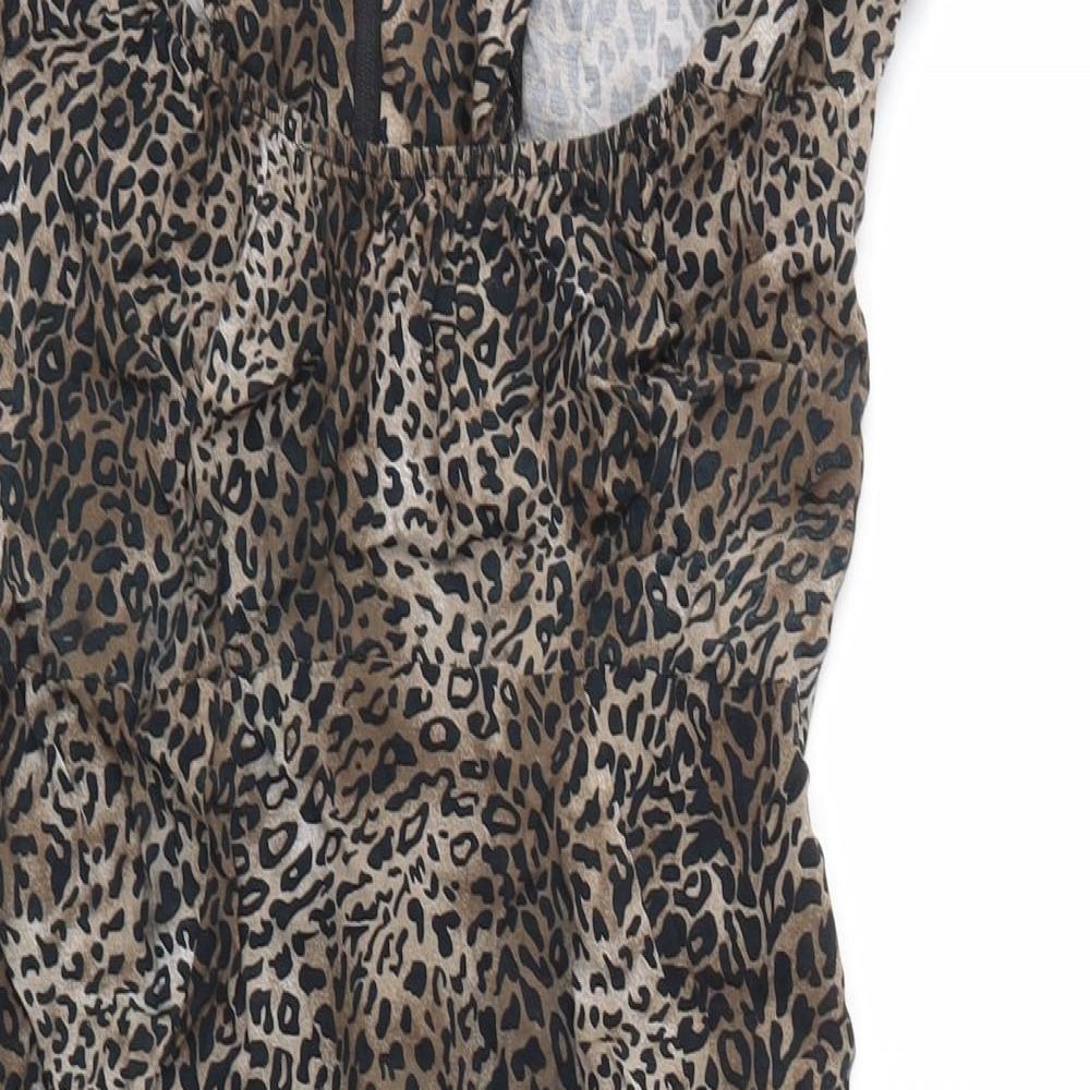 Internacionale Womens Brown Animal Print  A-Line  Size 8