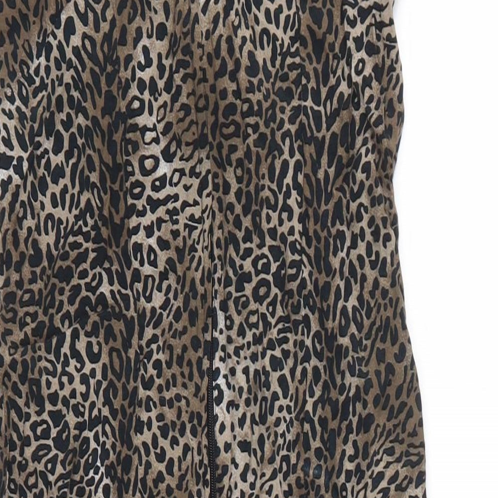 Internacionale Womens Brown Animal Print  A-Line  Size 8
