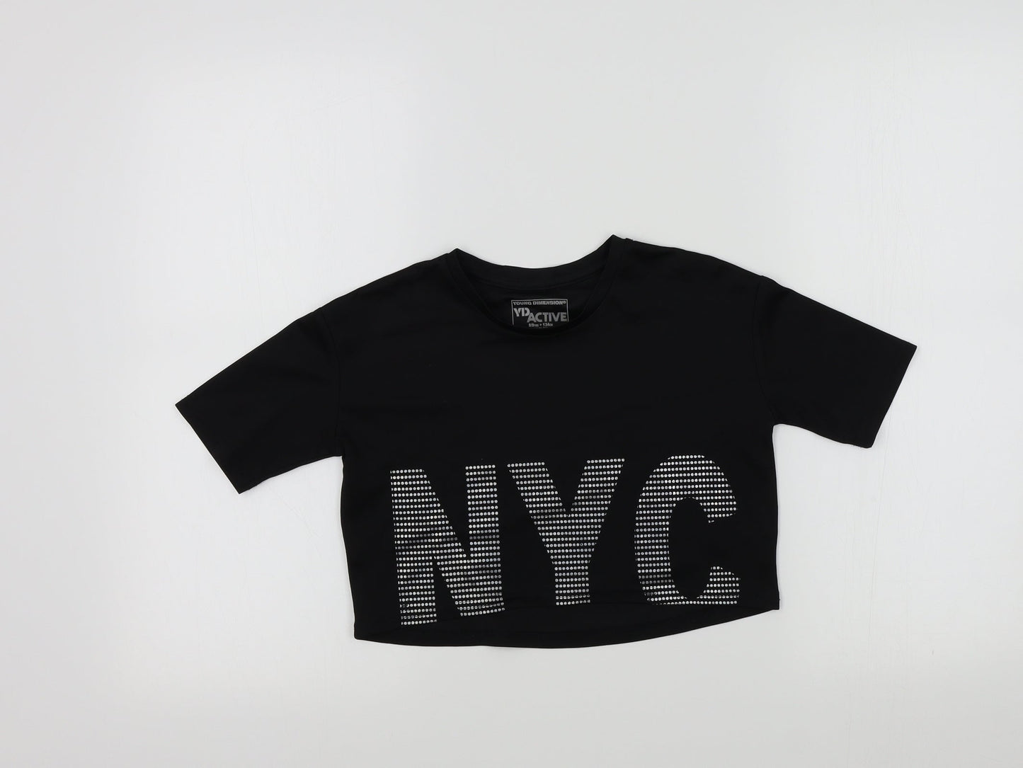 YD Girls Black Colourblock  Basic T-Shirt Size 8-9 Years