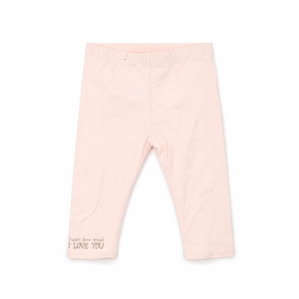 Front view of M&Co girls’ pink trousers, size 6-9, months - guess how much i love you