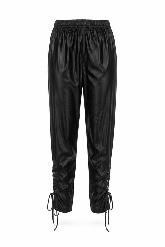 Preworn Womens Black   Carrot Leggings Size S L23 in - Lace up Detail