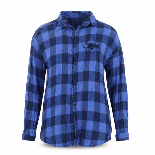 Lee Womens Blue Check  Basic Button-Up Size XS