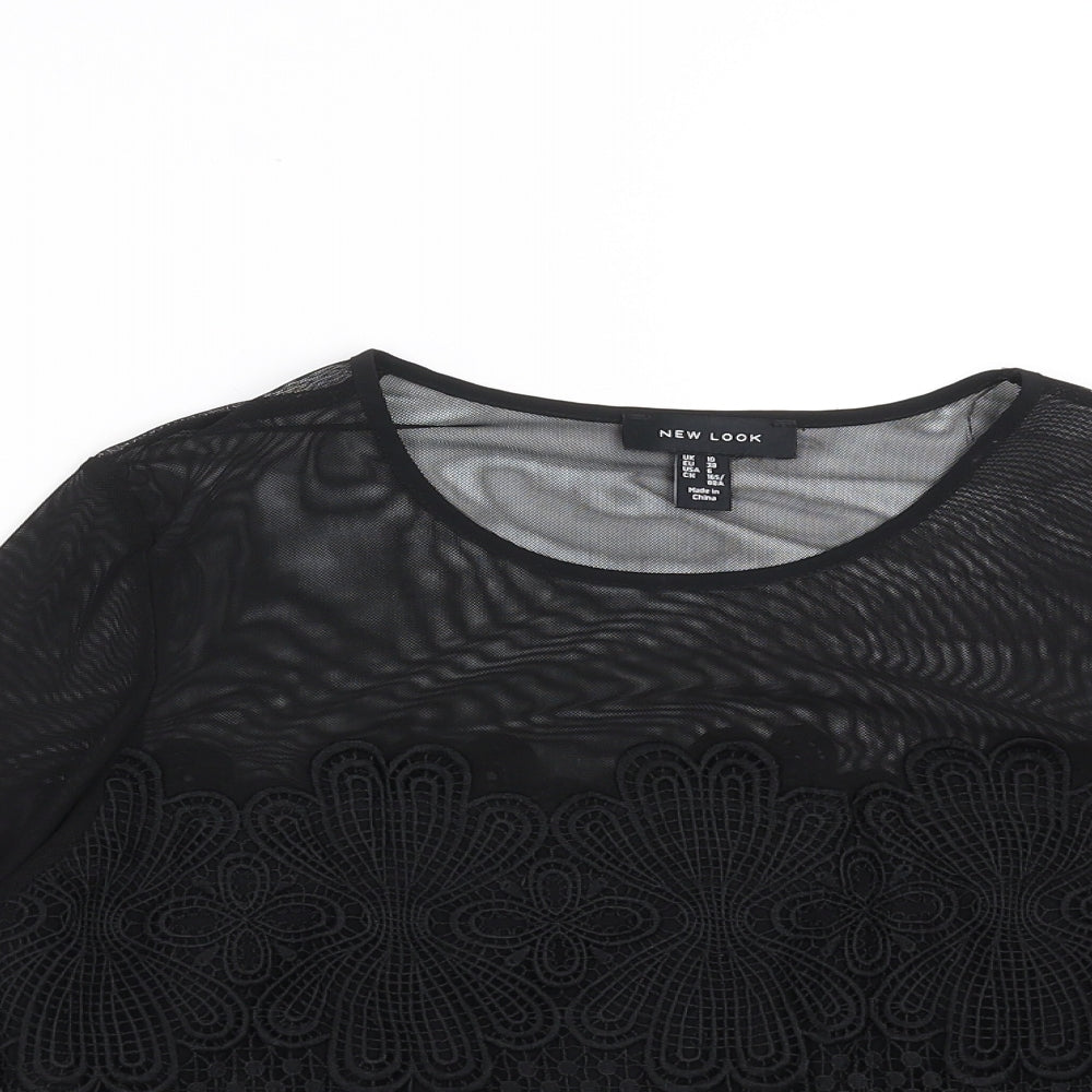 New Look Womens Black Floral  Basic Blouse Size 10