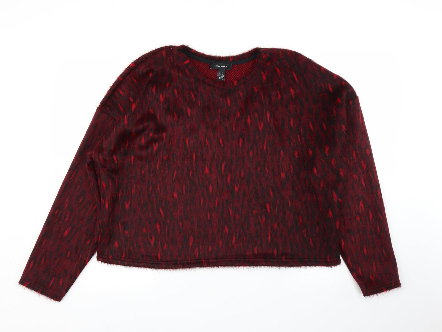 New Look Womens Purple Animal Print  Pullover Jumper Size L  - Leopard print