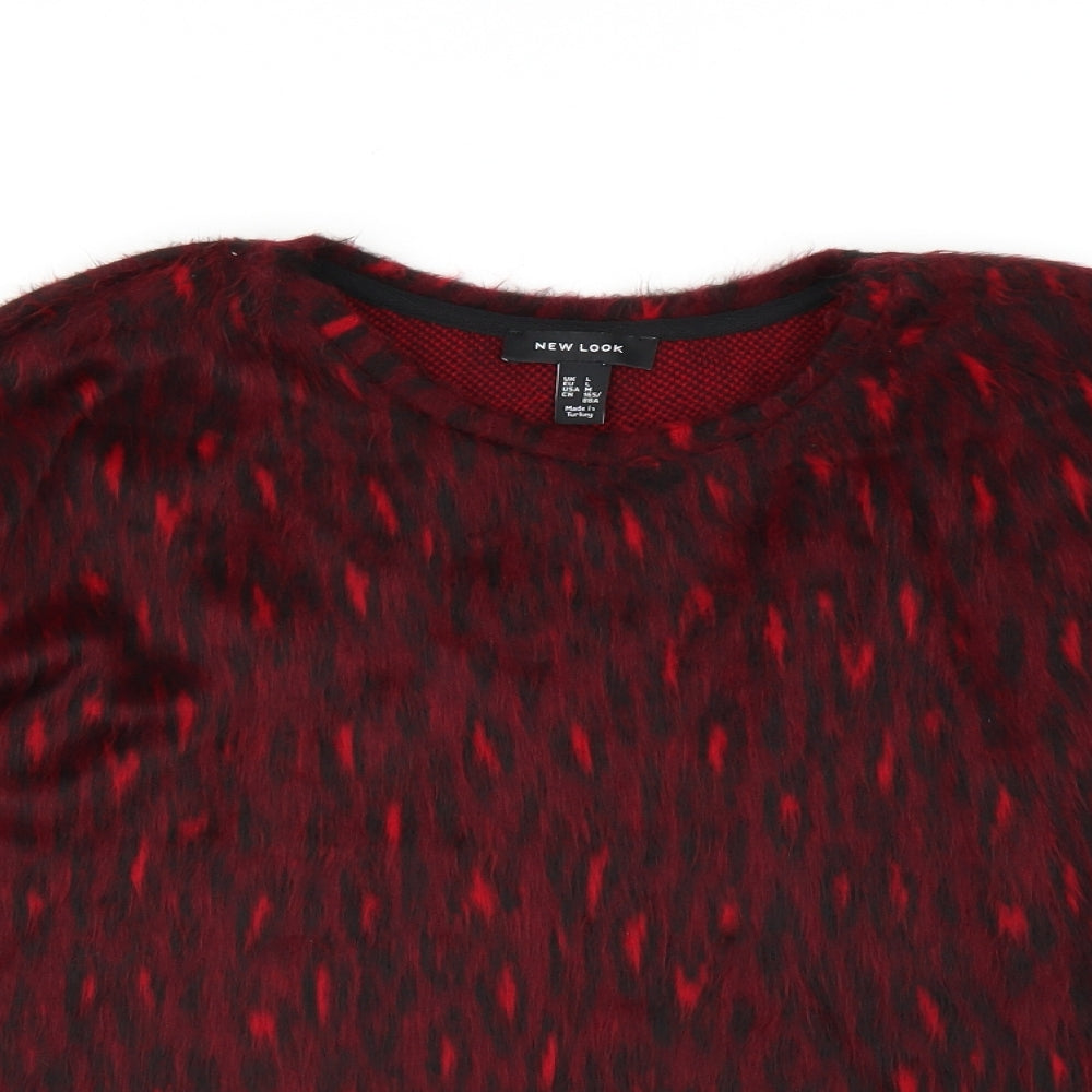 New Look Womens Purple Animal Print  Pullover Jumper Size L  - Leopard print