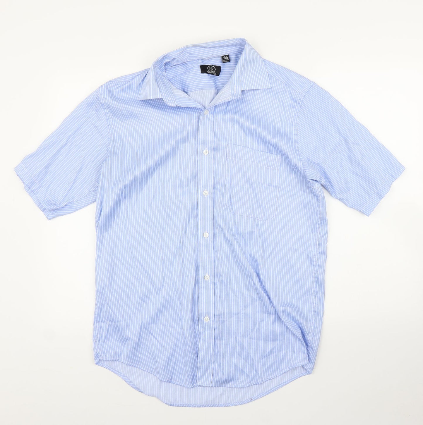 Hudson Harbour Mens Blue Striped   Button-Up Size 15.5