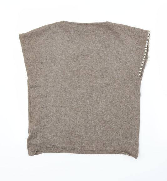 Layers Womens Brown   Basic Blouse Size M  - Pearls