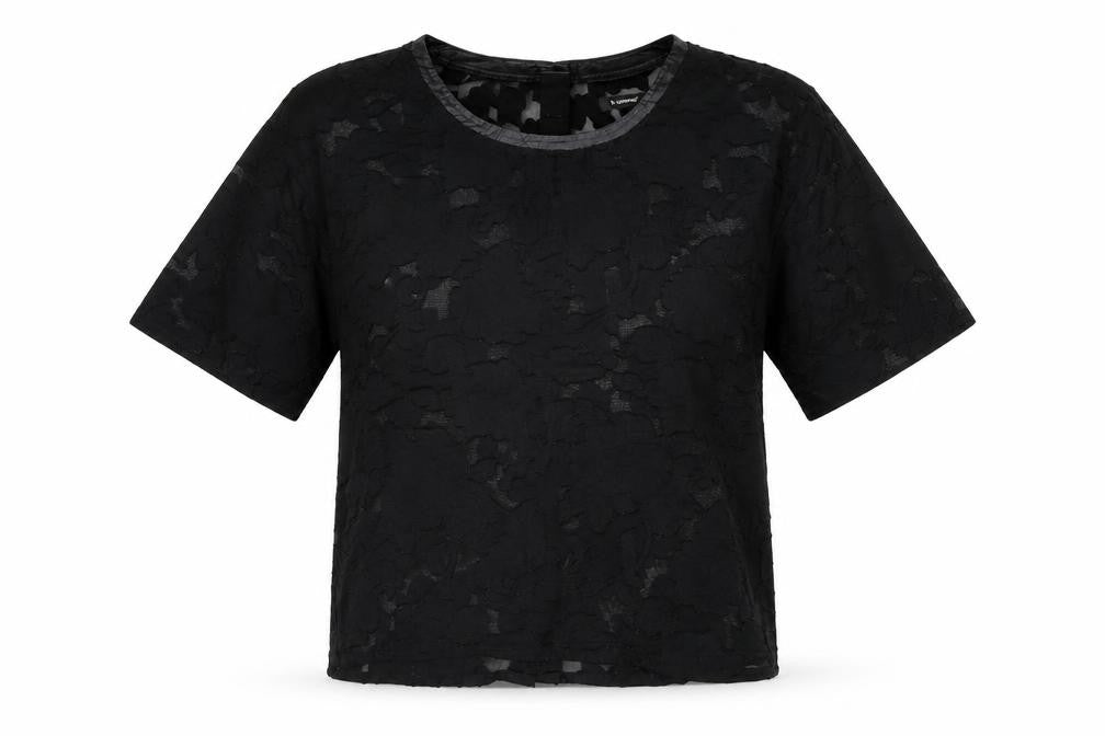 Front view of b.young women’s black basic t-shirt, size UK 8, - washable mark