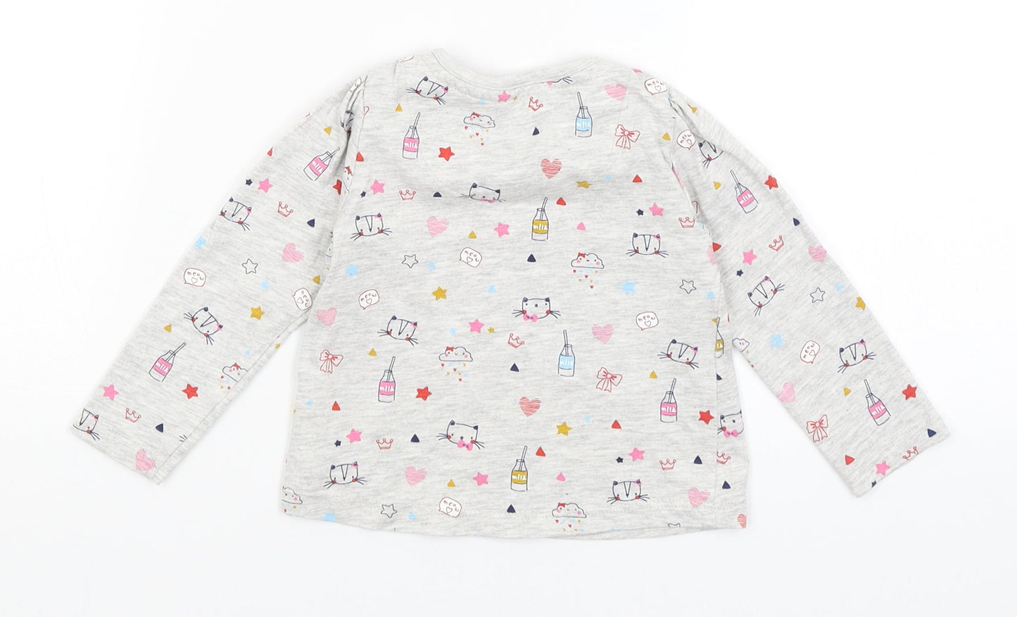 TU Baby Grey   Basic T-Shirt Size 6-9 Months  - Cats