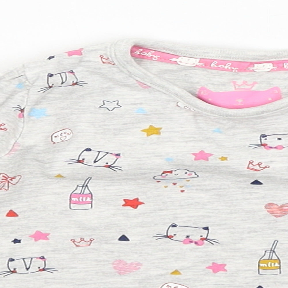TU Baby Grey   Basic T-Shirt Size 6-9 Months  - Cats
