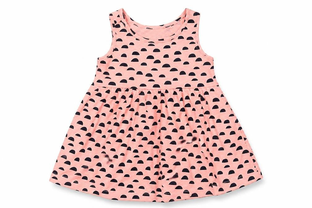 Front view of Next Baby Pink Spotted Fit & Flare, size 3-6, Months
