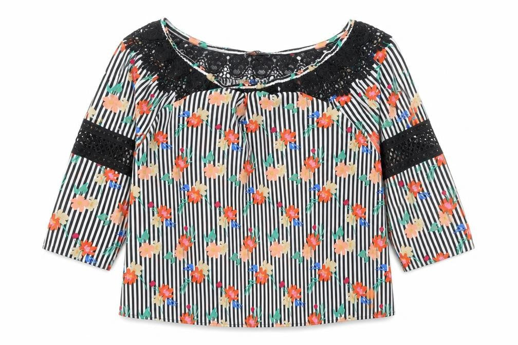 Papaya Womens White Striped  Basic Blouse Size 14