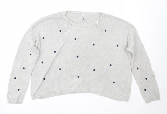 Stradivarius Womens Grey Polka Dot  Pullover Jumper Size M