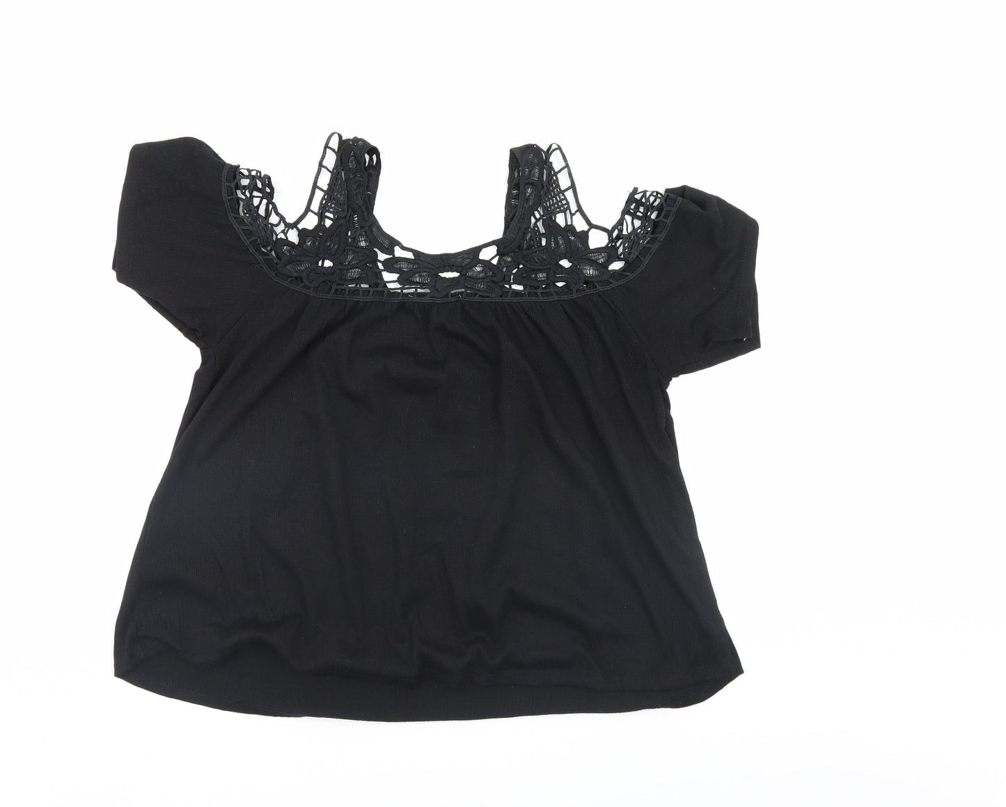 Priark Womens Black Floral  Basic Blouse Size 10