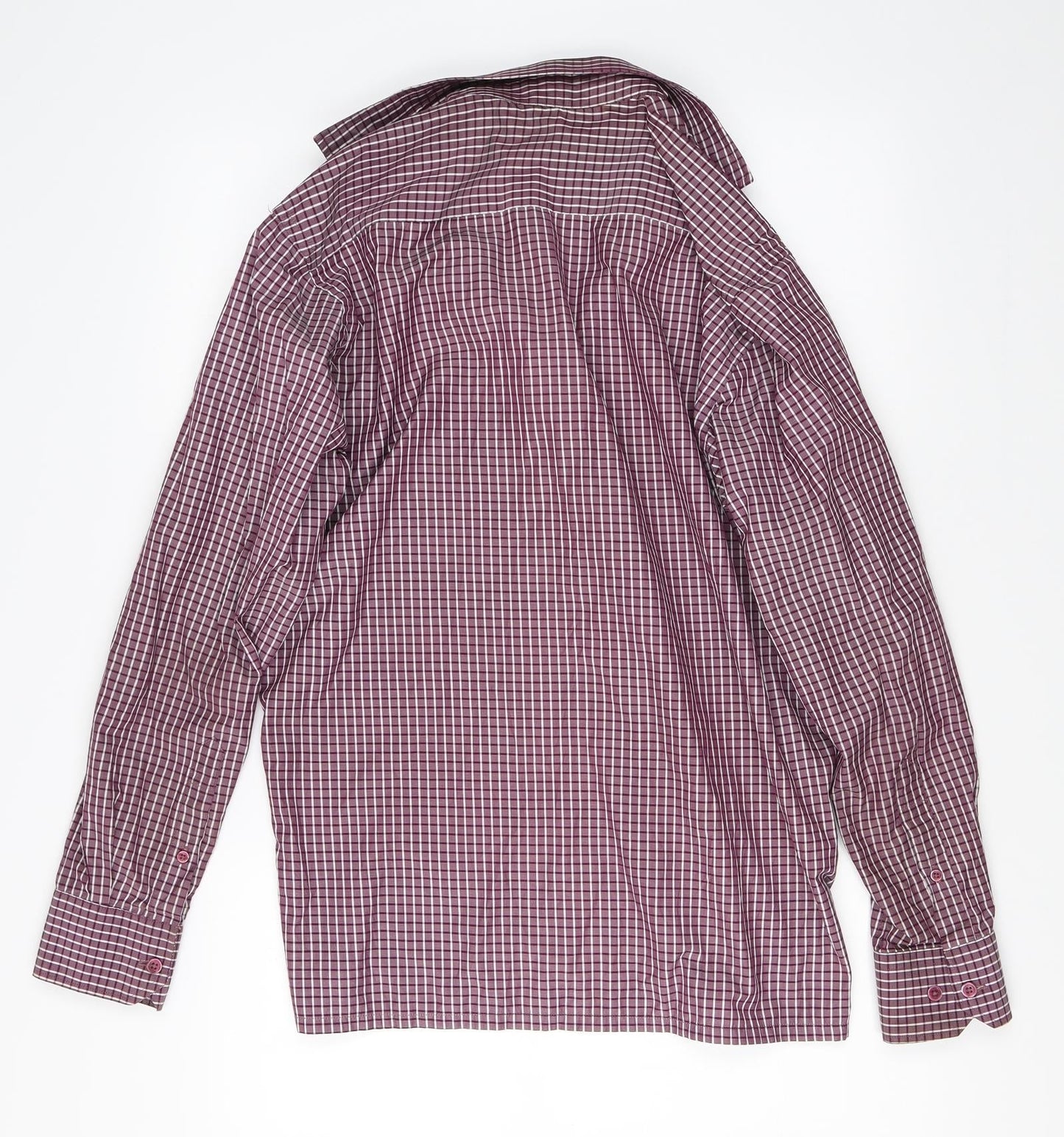 Peter England Mens Red Check   Button-Up Size L