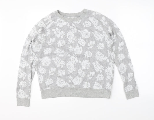 Bethany Mota Womens Grey Floral  Pullover Jumper Size M