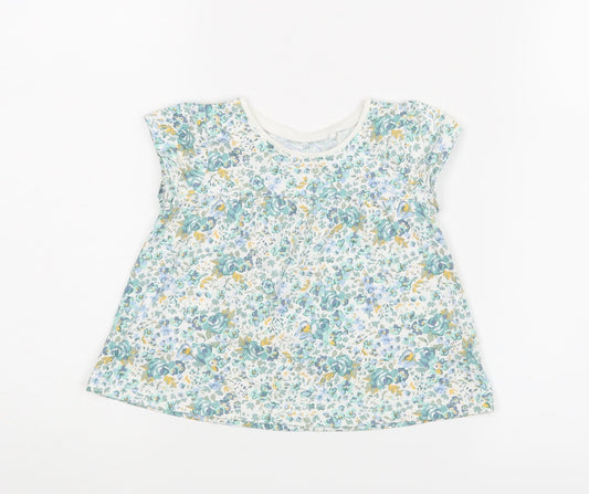 NEXT Girls Green Floral  Basic Blouse Size 9-12 Months