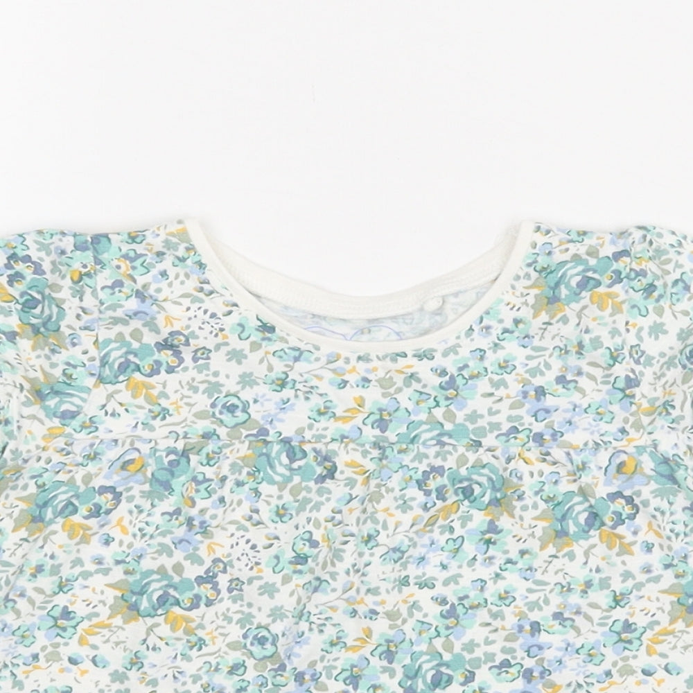 NEXT Girls Green Floral  Basic Blouse Size 9-12 Months