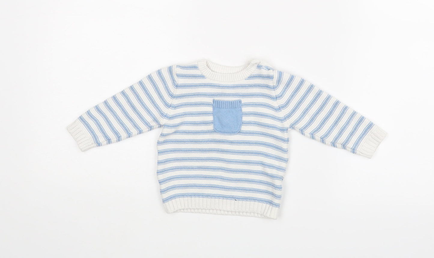 M&S Baby White Striped  Pullover Jumper Size 3-6 Months
