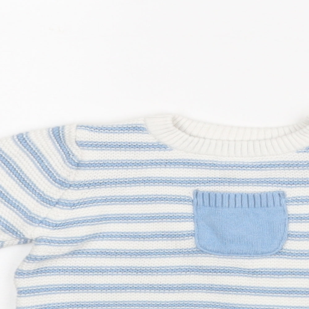 M&S Baby White Striped  Pullover Jumper Size 3-6 Months
