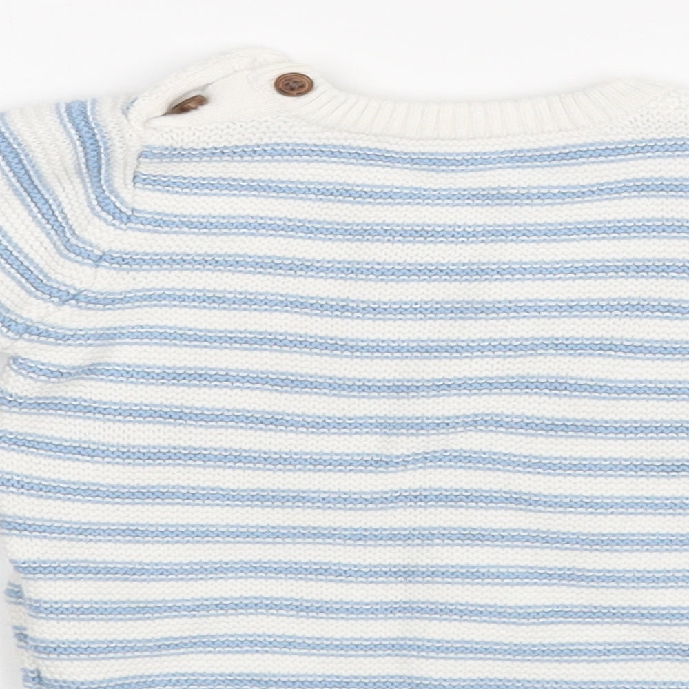 M&S Baby White Striped  Pullover Jumper Size 3-6 Months