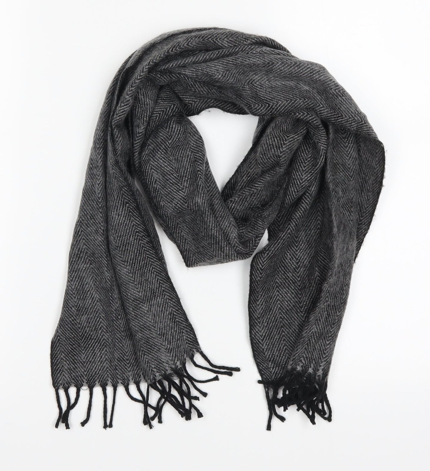 Preworn Womens Grey Herringbone   Scarf