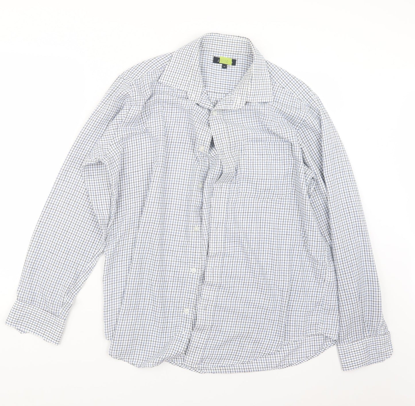 EWM Mens Blue Check   Button-Up Size M