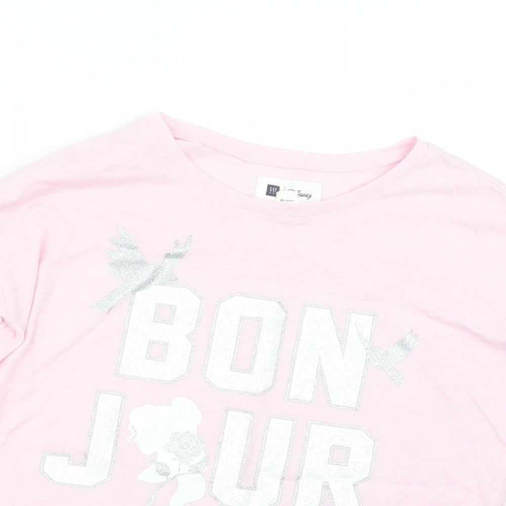 Gap Girls Pink   Basic T-Shirt Size 8 Years  - Beauty and the Beast