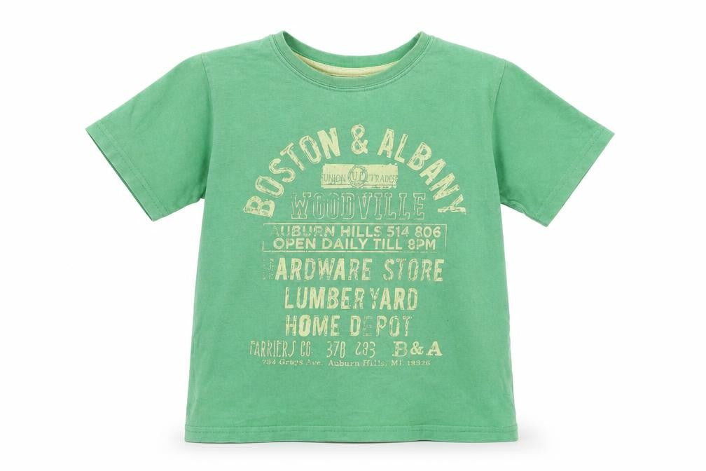 Front view of Rebel boys’ green basic t-shirt, size 4-5, years