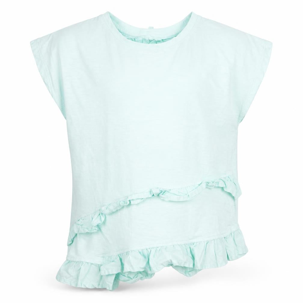 Front view of Marks & Spencer girls’ green jersey basic t-shirt, size 7-8, years