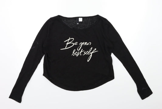 H&M Womens Black  Knit Pullover Jumper Size XS