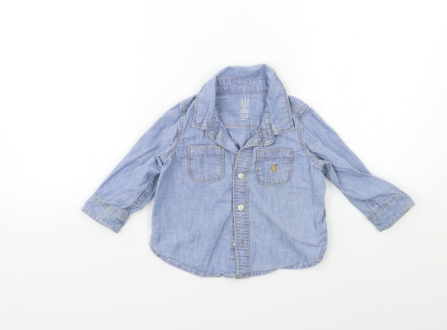 Gap Baby Blue  Denim Basic Button-Up Size 12-18 Months