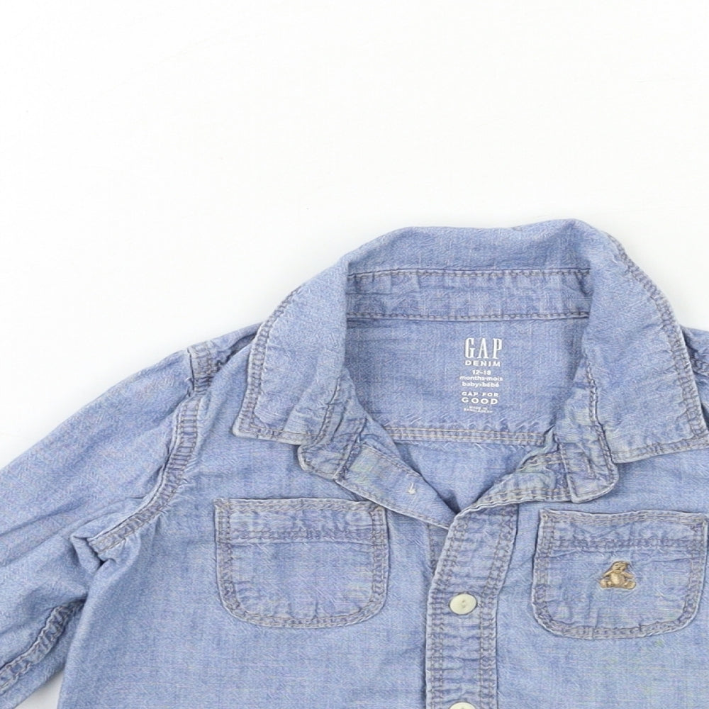 Gap Baby Blue  Denim Basic Button-Up Size 12-18 Months