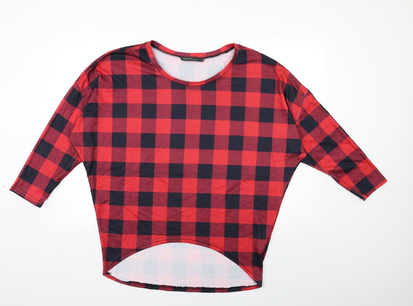 Zanzea Womens Red Check  Basic T-Shirt Size M