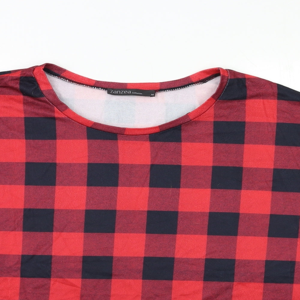 Zanzea Womens Red Check  Basic T-Shirt Size M