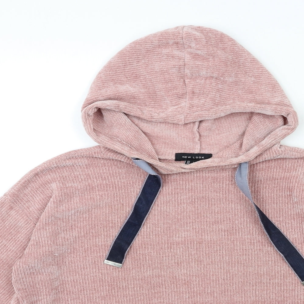 New Look Womens Pink  Knit Pullover Hoodie Size S