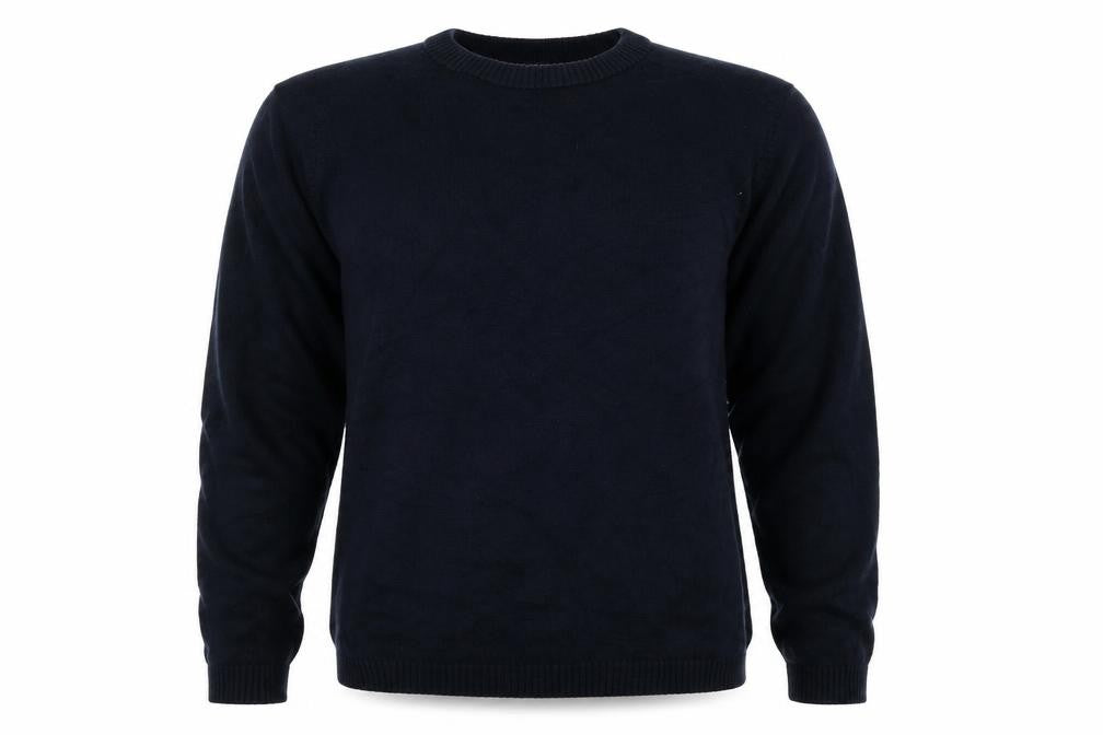 Front view of Easy men’s blue knit jumper, size M