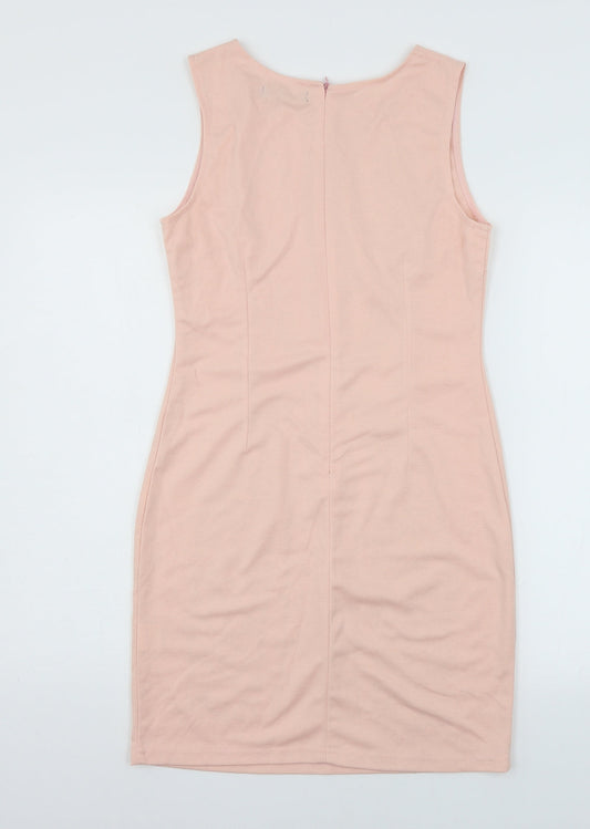 Layers Womens Pink Geometric Jersey Bodycon  Size S