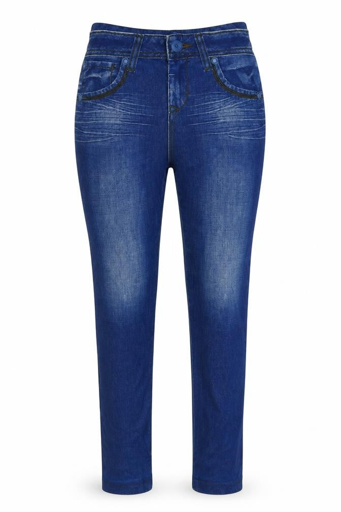 lwuparty Womens Blue Geometric  Capri Leggings Size 26 in L26 in - Jegging look