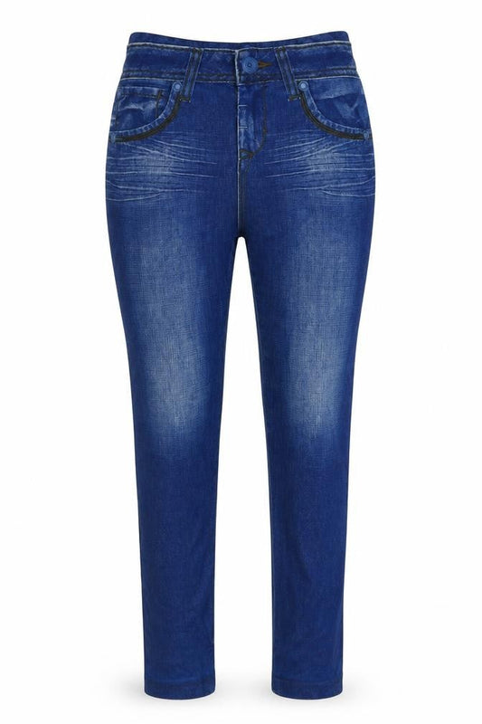 lwuparty Womens Blue Geometric  Capri Leggings Size 26 in L26 in - Jegging look
