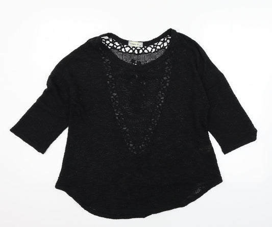 Ginger G Womens Black  Knit Pullover Jumper Size L