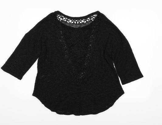 Ginger G Womens Black  Knit Pullover Jumper Size L