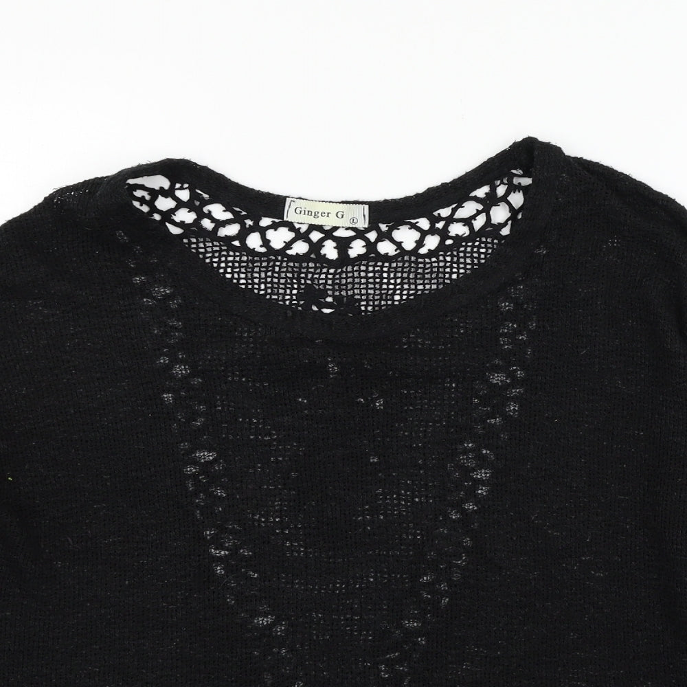 Ginger G Womens Black  Knit Pullover Jumper Size L