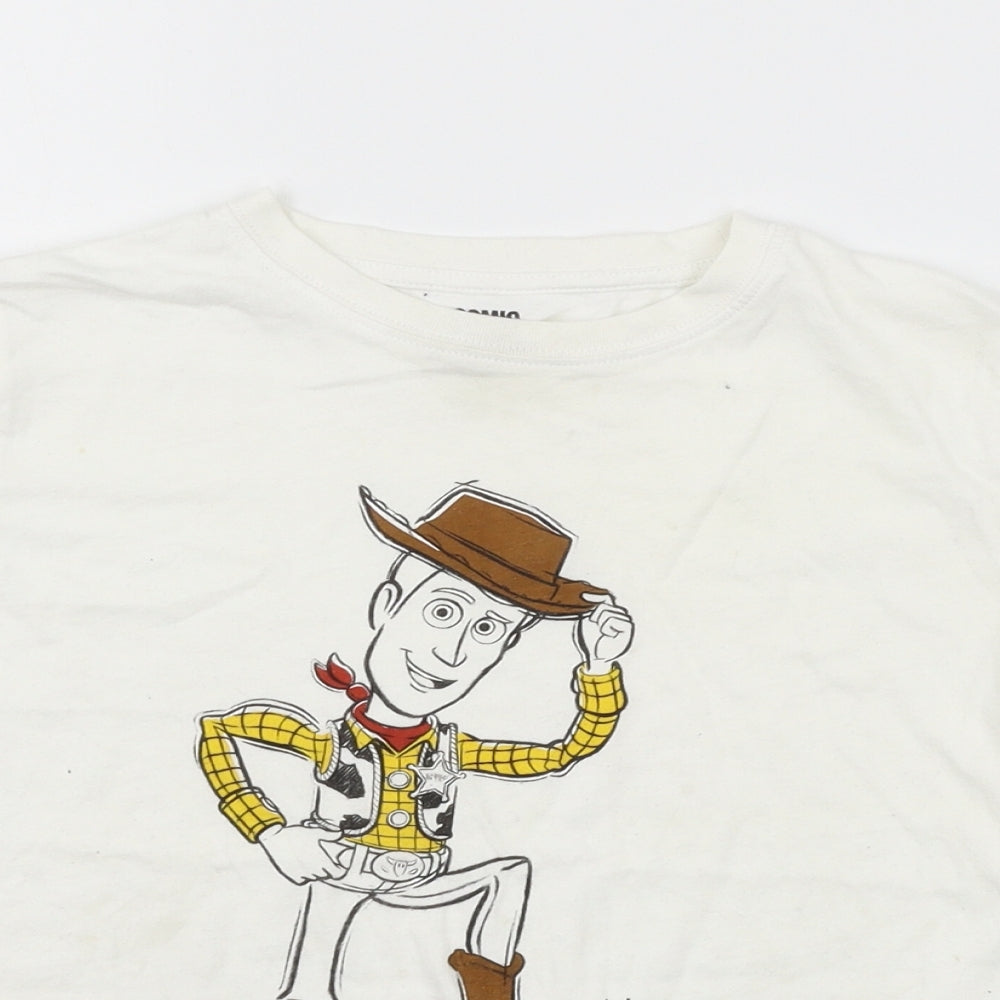 Comic Relief Girls Ivory Geometric Jersey Basic T-Shirt Size 7-8 Years  - Woody Toy Story