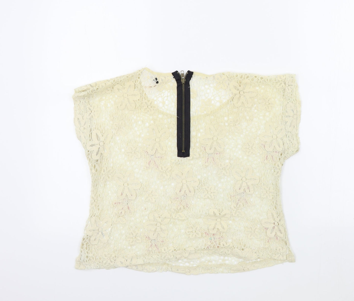 ribbon Womens Beige Colourblock  Basic T-Shirt Size M