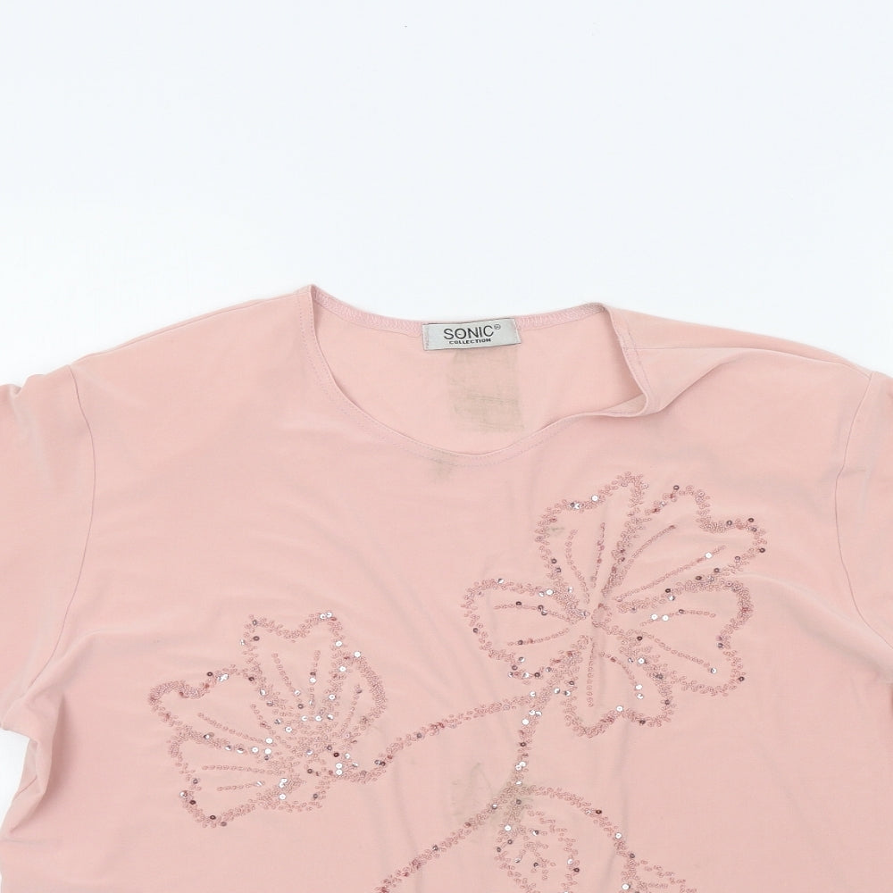 Sonic Womens Pink Colourblock  Basic T-Shirt Size 18
