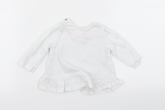 Nutmeg Girls White Floral  Basic T-Shirt Size 0-3 Months