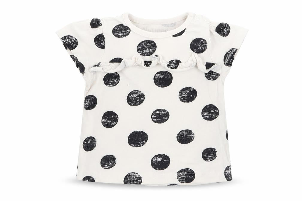 Nutmeg Girls White Polka Dot  Basic T-Shirt Size 3-6 Months