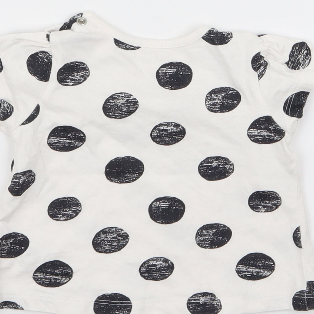 Nutmeg Girls White Polka Dot  Basic T-Shirt Size 3-6 Months