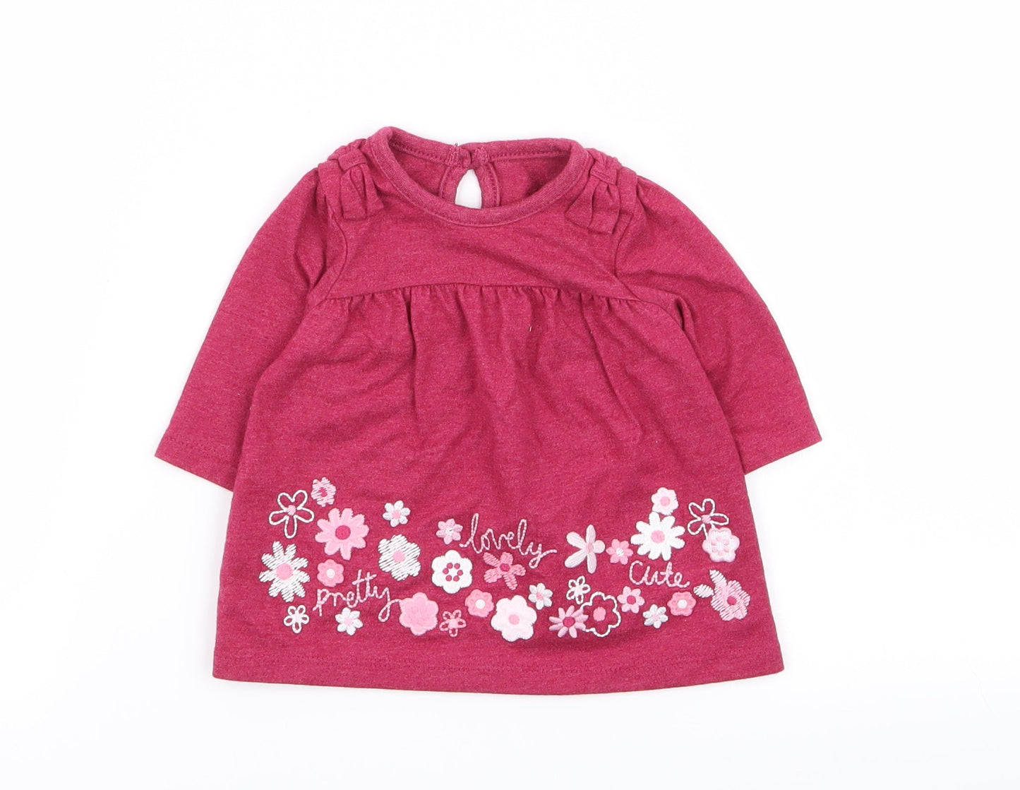 Asda George Girls Purple Floral  T-Shirt Dress  Size 0-3 Months